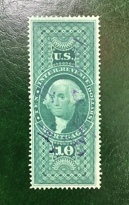Scott R95c $10 Green Mortgage First Issue Revenue Used Gem VF SCV $77.50 Pretty! - Image 1 of 2