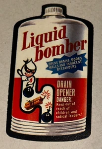 Wacky Packages Liquid Bomber Drain Opener Topps Vintage 1973 Used Sticker - Picture 1 of 2