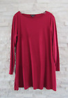 T-shirt tunique Eileen Fisher radis rose viscose plus long ourlet fendu tunique haut L