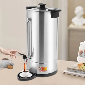 1500W Commercial Electric Coffee Pot 16L Stainless Steel Coffee Urn W/Filter - Picture 1 of 17