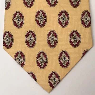 GITMAN BROS 男式领带黄色红色几何图案 56L 4W 二手状况完好美国零售价 - 99 美元 — 第 1/4 张图片