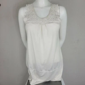 A'gaci ärmellose elfenbeinfarbene Häkel Brust Tunika - Bild 1 von 7