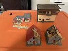 4 HO scale buildings,  Shell gas station, 2 homes under construction, & 2 story