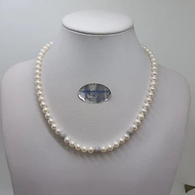 ARMONIE COLLANA DI PERLE 6-6,5 mm CON CHIUSURA E SFERE IN ORO BIANCO 18K  (0559) - Immagine 1 di 4