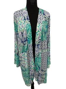 Ruby Rd. Duster Women’s 3X Multi Color Open Paisley Floral Long Sleeve $69 - Picture 1 of 16