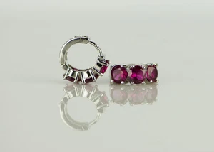 AamiraA 925 Sterlingsilber rot Rubin Messing Ohrringe - Bild 1 von 6