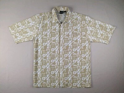 Southpole Shirt Adult Medium Tan All Over Logo Camp Collar Y2K Streetwear - Image 1 of 4