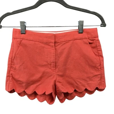 Crewcuts девочек размер 10 льняной хлопок шорты коралл зубчатый подол Chino плоский передний - Изображение 1 из 4