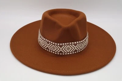 WOMEN'S BROWN FELT COWBOY HAT BETH DUTTON STYLE WITH HAT BAND - Image 1 of 4