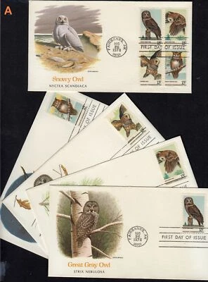 1978 Owls 4 different Sc 1760 to 1763 1763a premium Fleetwood cachets set 5 (A) - Image 1 of 3