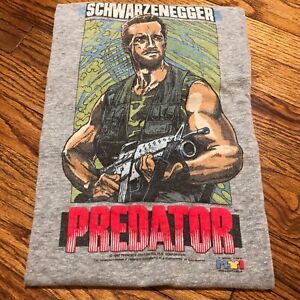 1987 PREDATOR t shirt vtg 80s cult horror movie Schwarzenegger MTI gray tee L/XL