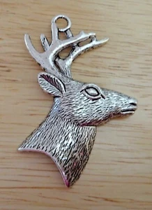 Silver 60x40mm 2.25" Pewter Large Buck Deer Hunting Pendant Charm - Picture 1 of 2