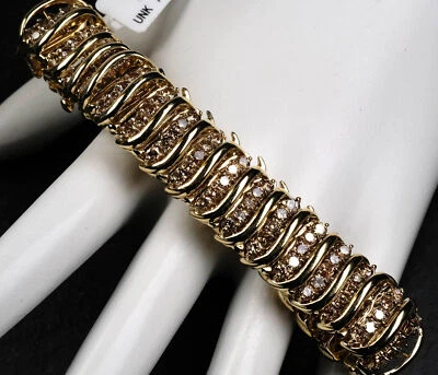 Brazalete de diamantes VLB de 8,80 quilates de oro amarillo de 14 quilates usado 41,7 gms 7,5" Foto 1 de 4