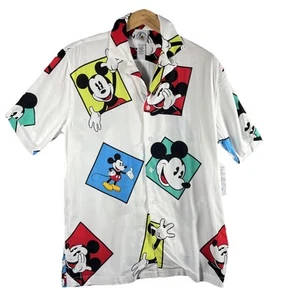 NWT Disney Mickey & Co Camp Shirt Men Woven Button SS Collar Large/Medium ? 80s - Picture 1 of 13