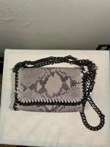 Borse in Pelle Italy Snake Print Leather Heavy Chain Shoulder Bag - Picture 1 of 9