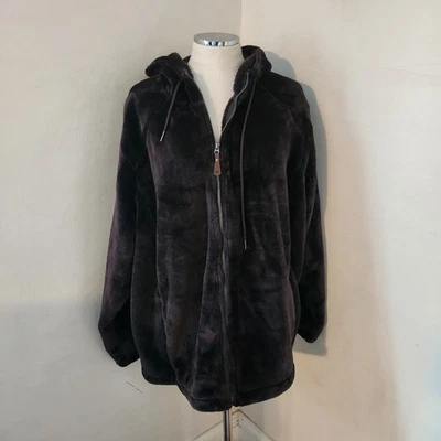 ZEROXPOSUR Womens 2X Brown Fleece Zip Up Hoodie Jacket - Image 1 of 4