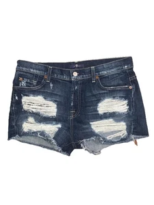7 For All Mankind blaue Jeans Distressed Shorts roher Saum Größe 30 - Bild 1 von 6