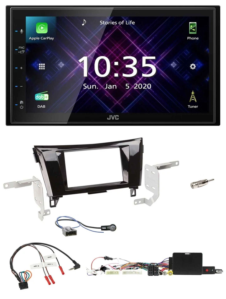 JVC DAB 2DIN Lenkrad Bluetooth USB Autoradio für Nissan Qashqai 19-21 X-Trail Ka - Bild 1 von 4