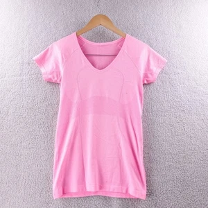 Lululemon Athletica rosa kurzärmliges nahtloses sportliches Oberteil V-Ausschnitt Damen 4 - Bild 1 von 8