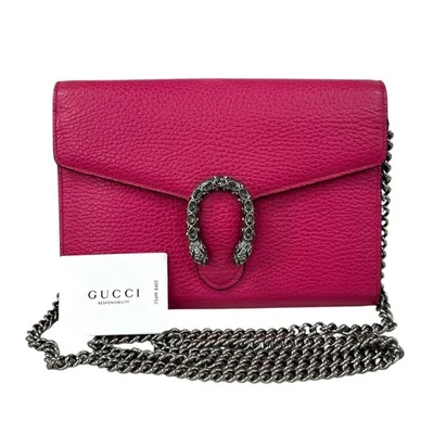 Gucci Pink Leather Small Dionysus Wallet Shoulder Bag Detachable Chain Strap - Image 1 of 4