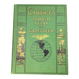 Colliers Weltatlas und Gazetteer Hardcover Buch 1943 Karten Fotografie WWII - Bild 1 von 18