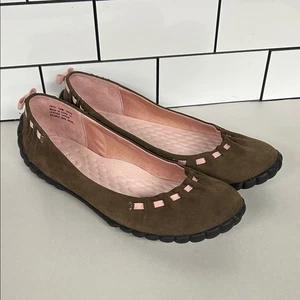 PRIVO Mujer’s Zapatos Sandalias Ballet Marrón Cuero Gamuza Arco Chica Talla 10M - Imagen 1 de 7