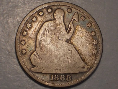 Medio dólar libertad sentada 1868 (escaso y atractivo) Foto 1 de 4