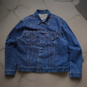 Vintage 70s Levi's Type 3 Denim Trucker Jacket Studded Western Scorpio DARK One Wash - Bild 1 von 17