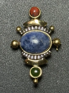 Levine Modernist Multi Color Stones Pendant Pin Brooch Signed 1.75” Tall - Picture 1 of 3