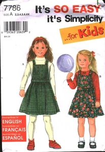 7786 Vintage Simplicity Sewing Pattern Girls Jumper Knit Top Easy OOP Sew 2-6 - Picture 1 of 2