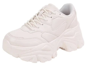 Berness Women Chunky Platform Sneakers Trainers Thick Walking BLAIR Beige Ivory - Picture 1 of 5
