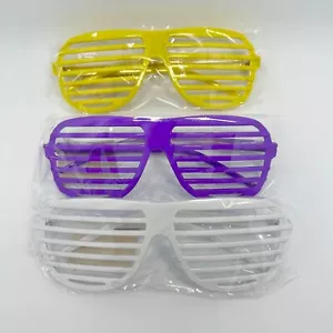 3X Neon Shutter Shades Party Glasses Costume Birthday Dancing Party Eye Mask US - Picture 1 of 10