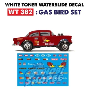 WT382 White Toner Waterslide Decals # GASSER BIRD SET #Custom 1:64 Diecast - Picture 1 of 2