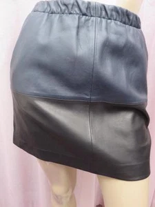 NWT VINCE SKIRT Leather Lambskin Paneled Mini A-Line Elastic Waist Black Sz XXS - Picture 1 of 7