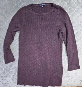 Women's Purple Gap Scoop Neck Ribbed Edge Sweater Size Large Cotton Blend - Imagen 1 de 4