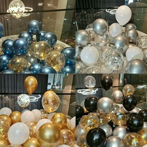 10-50 CHROME BALLOONS METALLIC LATEX PEARL 10" Helium/Air Wedding Birthday Party - Picture 1 of 52