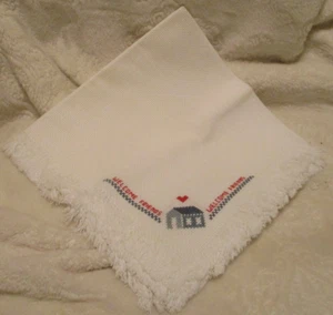 Vintage~Cross-stitch~Welcome Friends~Bread Cover~SmallTable Decor~17.0" x 17.0" - Picture 1 of 8