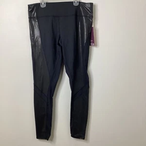 NWT Zella Black Leggings September Slim Fit Mesh Patent Faux Leather XL - Picture 1 of 8