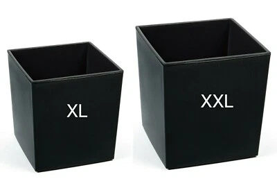 Blumenkübel Schwarz Eckig Hochglanz Übertopf  Blumentopf Einsatz Set 2 XL + XXL - Bild 1 von 4