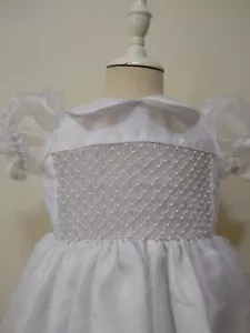 Smocked Toddler Dress with Beading Sz 2T Baptism Party Wedding Birthday Dress - Picture 1 of 8