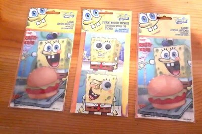 Lote de 3 pegatinas Nickelodeon Bob Esponja Pantalones Cuadrados Jumbo Lenticulares 3D/Google Eye Foto 1 de 4