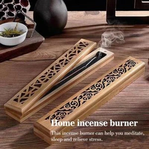 Wooden Incense Stick Holder Burning Joss Incense Box Incense Burner Ash Best - Picture 1 of 12