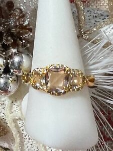 Bomb Party RBP2132 Icing OnTop Rare Light Brown & White Topaz-18k gold ply sz 10