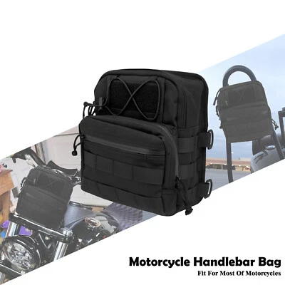 Motorcycle Universal Handlebar Backrest Nylon Bag w/ Waterproof Storage Pouch - Image 1 of 4