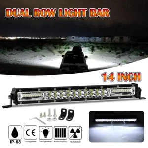 Tri ROW 14INCH 72W LED LIGHT BAR FIT FOR Polaris Sportsman/RZR/Ranger UTV ATV - Picture 1 of 9