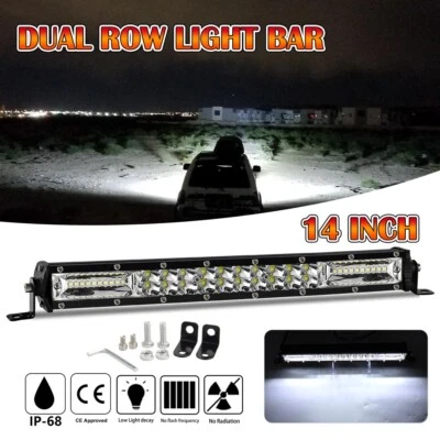 Tri ROW 14INCH 72W LED LIGHT BAR FIT FOR Polaris Sportsman/RZR/Ranger UTV ATV - Image 1 of 4