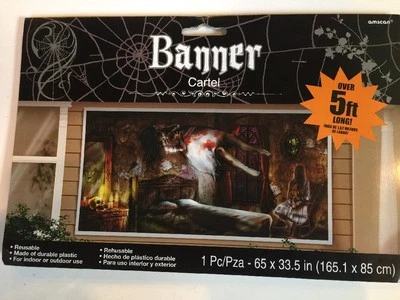 Haunted Mansion Halloween Banner Scene Setter Wall Poster 5' Horizontal - Image 1 of 3