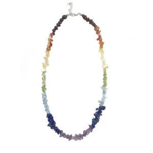 Rainbow Chakra Gemstone Chip Necklace (18 Inches) NEW Natural Crystal - Picture 1 of 3