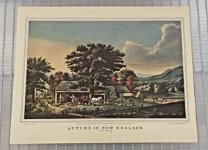 Currier and Ives Print Autumn in New England Winter in the Country  15"x12" - Picture 1 of 4