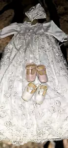 Job Lot Christening Robes Baby Shoes 60s Vintage Original Blink Friction Reclaim - Picture 1 of 8